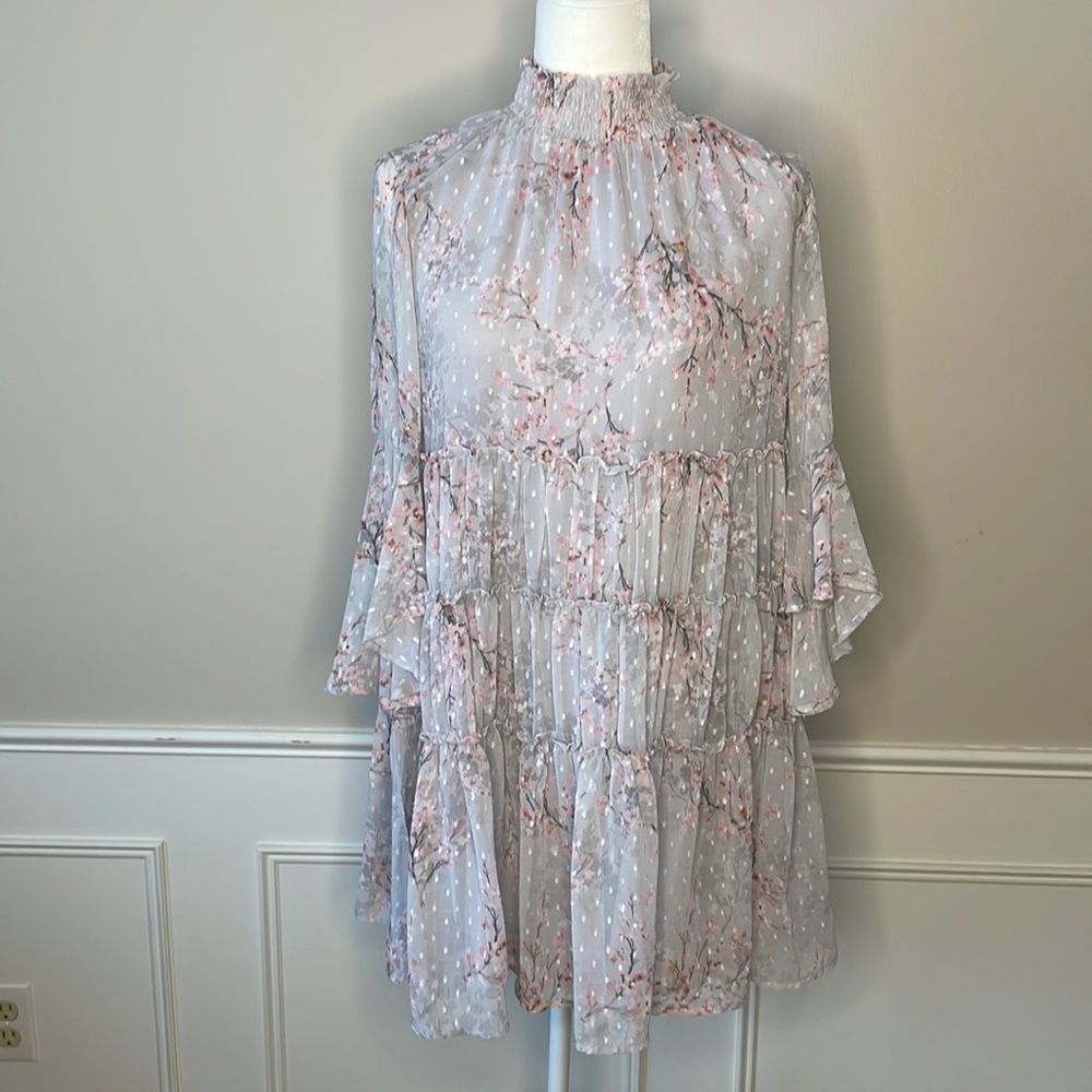 Storia Gwendolyn Floral Tiered Chiffon Dress.